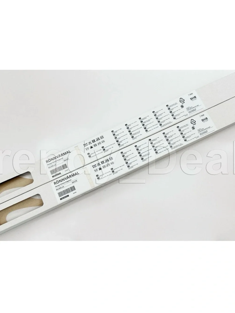 Set of 2 - Ikea RONNVARMAL Panel Curtain Blind Beige/White Leaves 24